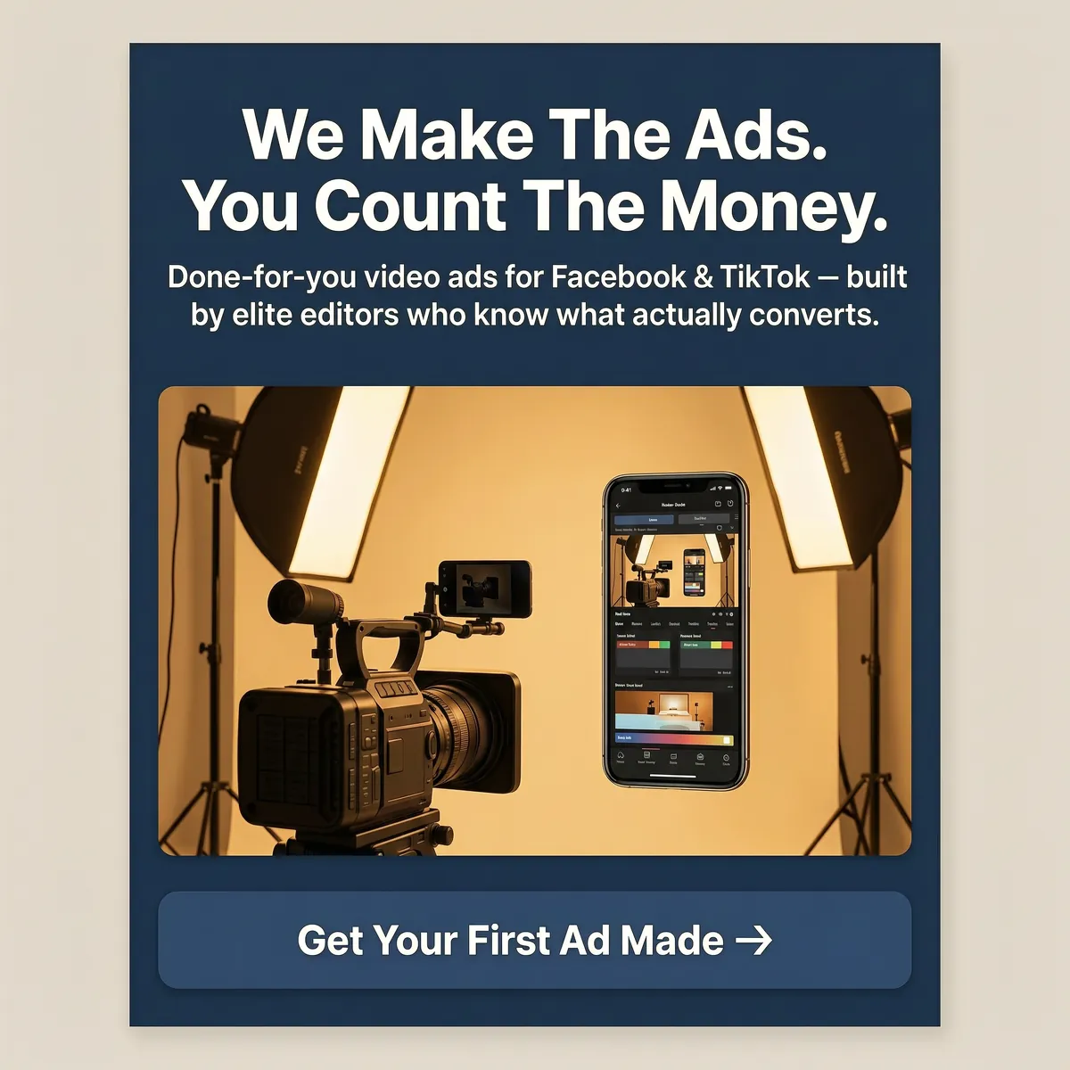 We Make The Ads. You Count The Money. — AdsBabe Facebook & TikTok video ad creative #2