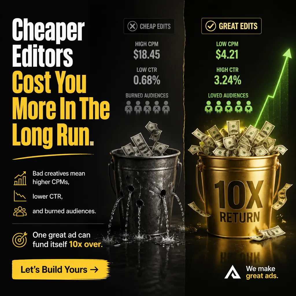 Cheaper Editors Cost You More In The Long Run. — AdsBabe Facebook & TikTok video ad creative #4