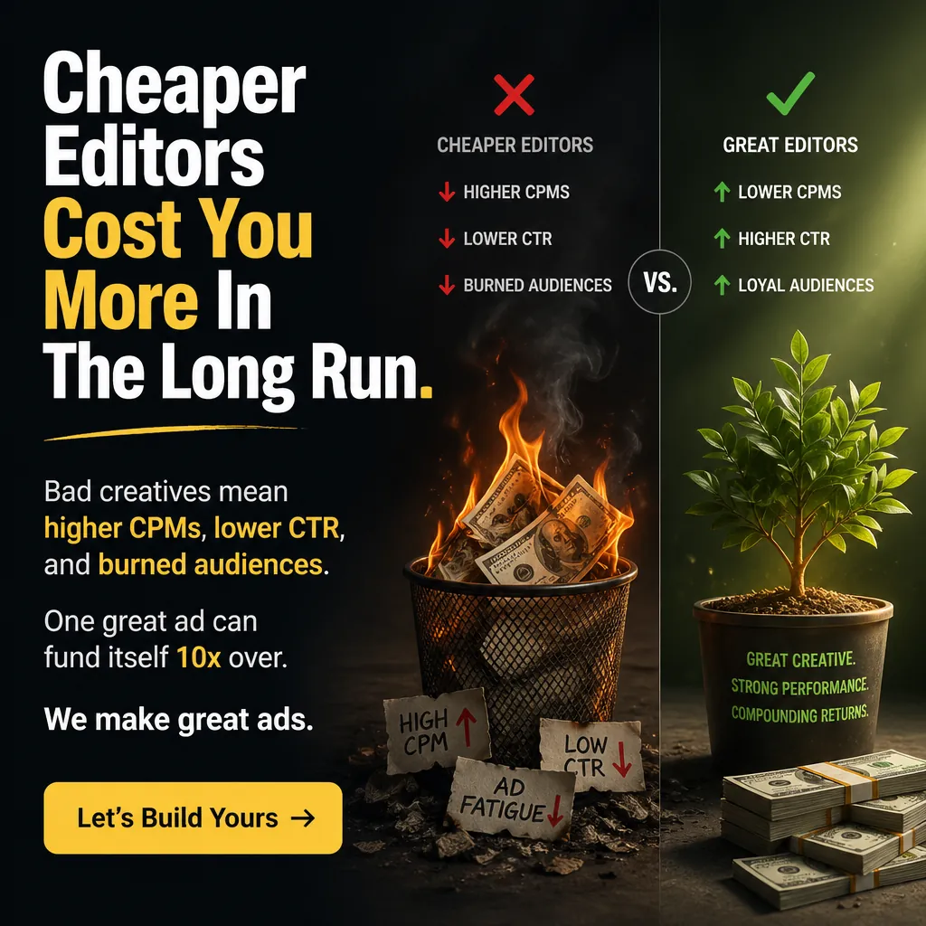 Cheaper Editors Cost You More In The Long Run. — AdsBabe Facebook & TikTok video ad creative #5